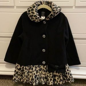 Black with Leopard Trim Coat 4T